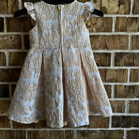Rare Editions Ivory and Gold Brocade Dress with Bow - Picture 3 of 11